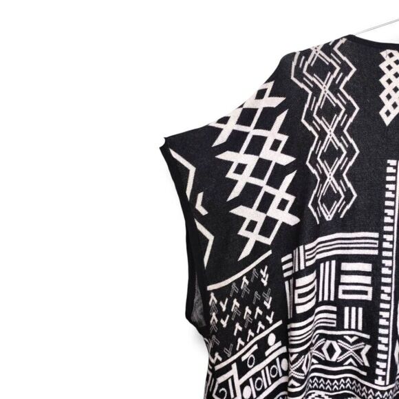 Forever 21 Vest Sz OS Long Open Front Black Hippie Cotton Boho Bohemian Western - Picture 6 of 9